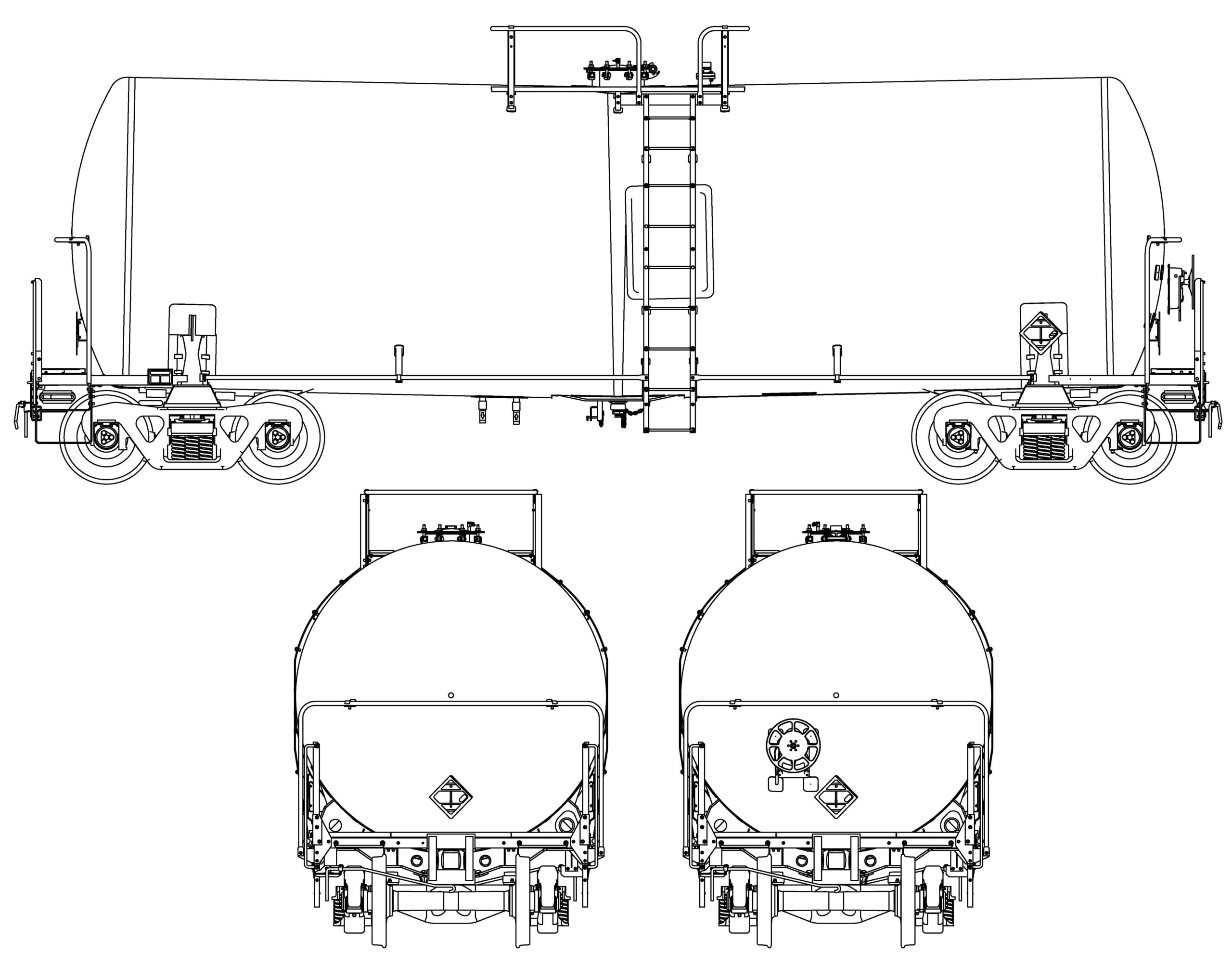 19600 Gallon Corn Syrup tank car technical drawing.