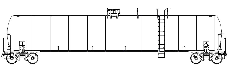 33,700 Gallon Gutane Tank Car technical drawing