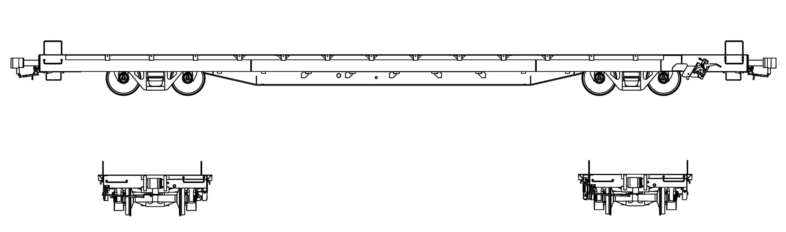 64 FT. Heavy-Duty Flatcar technical drawing.