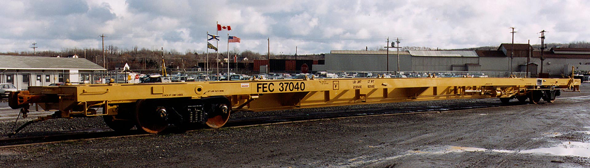 Flatcar on tracks