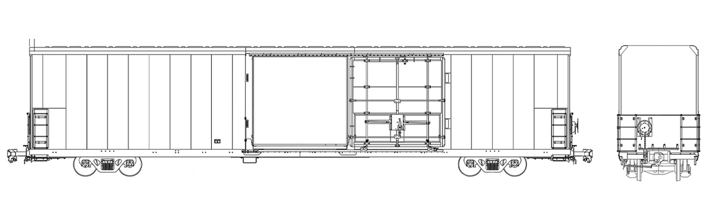 68′-6″ Insulated Boxcar technical drawing.