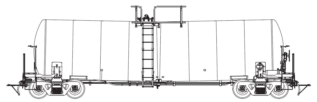 15,700 Gallon Molten Sulfur Tank Car technical drawing.