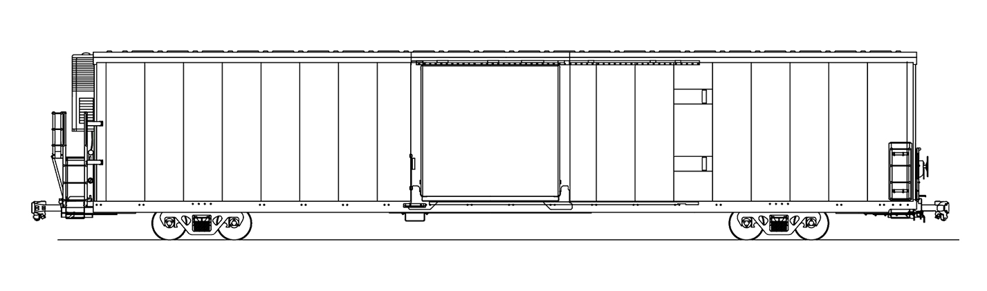 72’-3" Refrigerated Boxcar technical drawing.