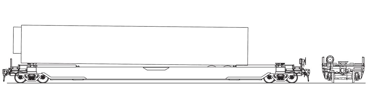 53 FT. All-Purpose Double-Stack Car technical drawing.