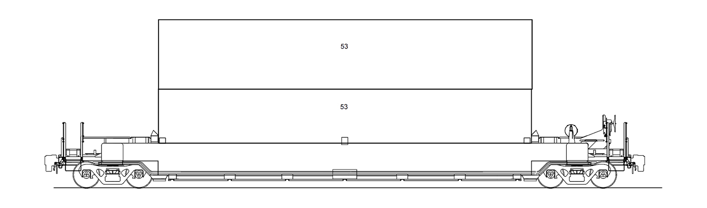 53' Husky-Stack Car® technical drawing.