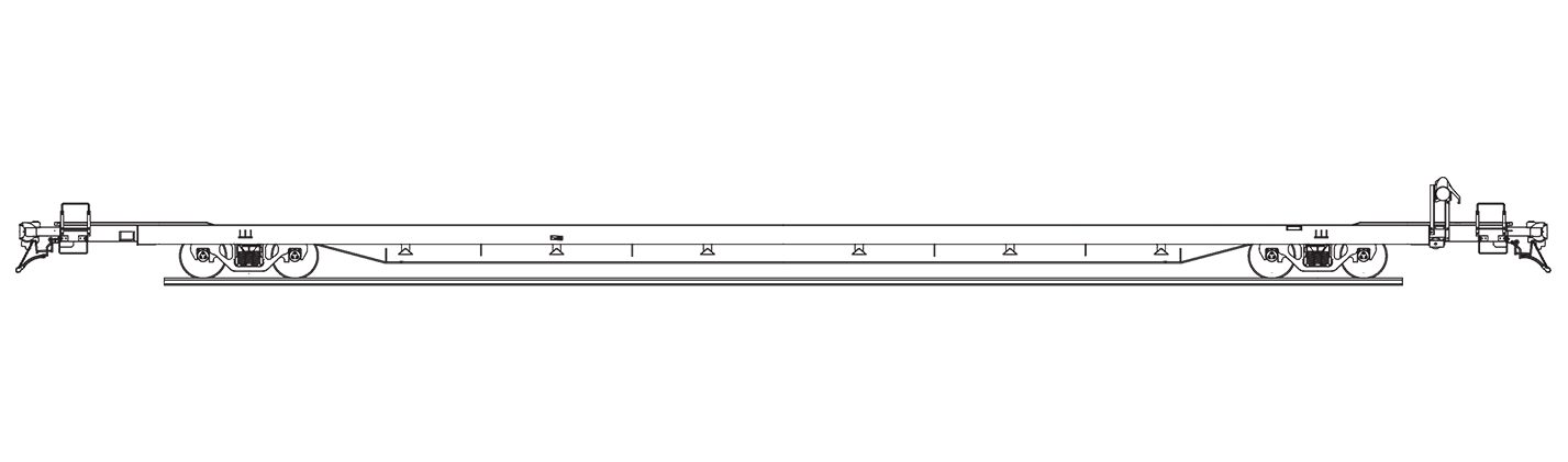 89 FT. Heavy-Duty Flatcar technical drawing.