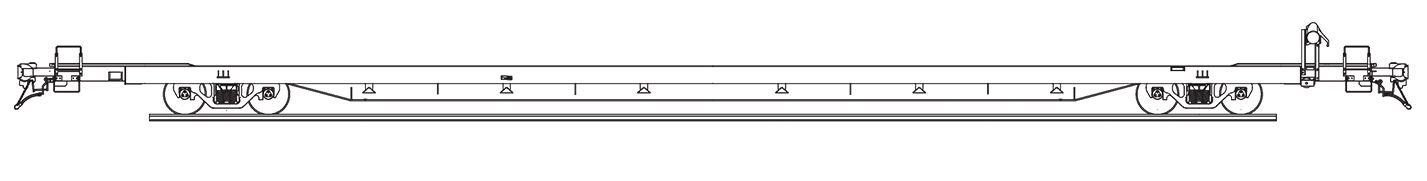 89 FT. Low Level Flatcar for automotive service technical drawing.