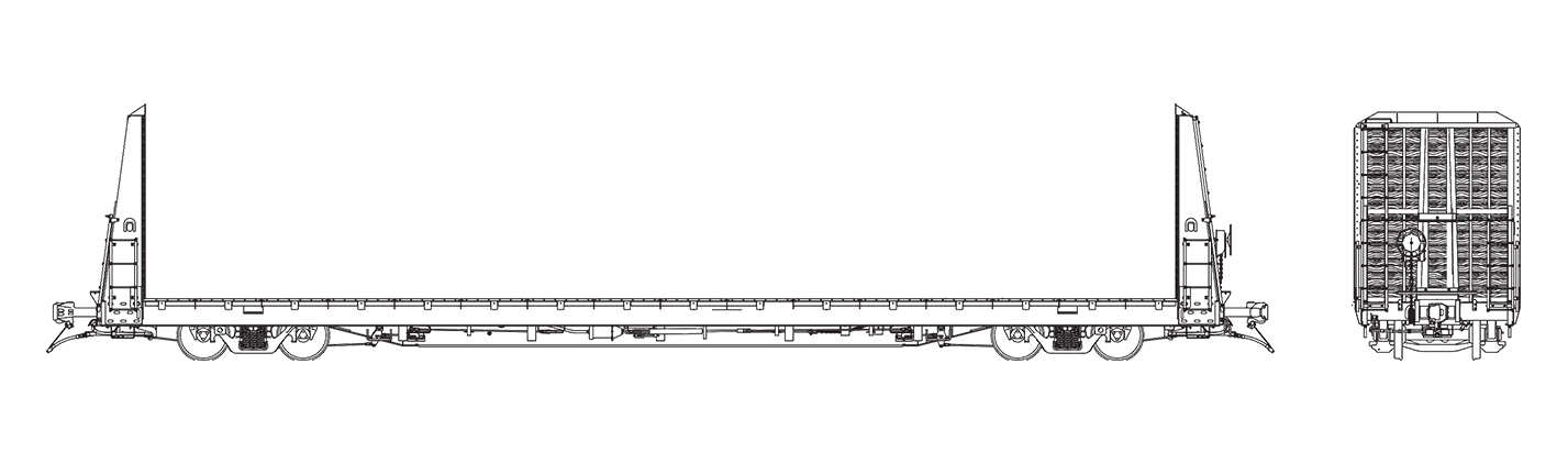 62 FT. Bulkhead Flatcar technical drawing.