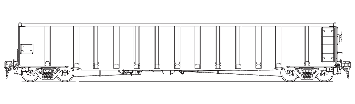 52 FT. Mill Gondola technical drawing.