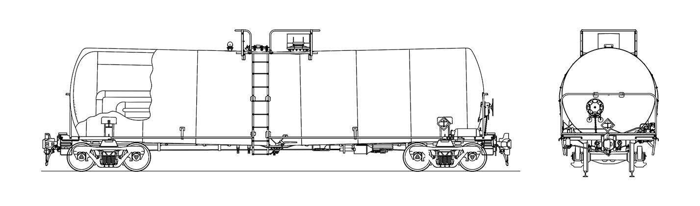 20,500 Gallon Fertilizer Tank Car technical drawing.
