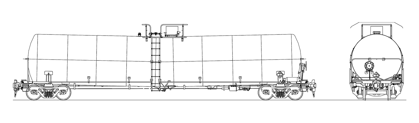 29,300 Gallon Vegetable Oil Tank Car technical drawing.