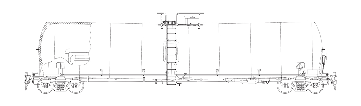 29,000 Gallon General Service Tank Car technical drawing.