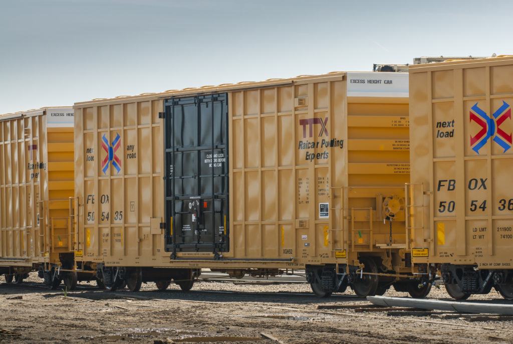 Boxcar on tracks.